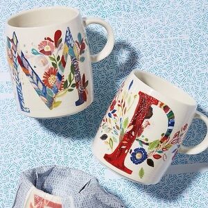 Anthropologie Starla M. Halfmann Petal Palette Monogram “M” Mug
